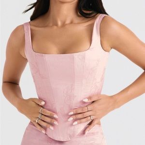 House of CB “Rafa” Pink Floral Satin Longline Corset